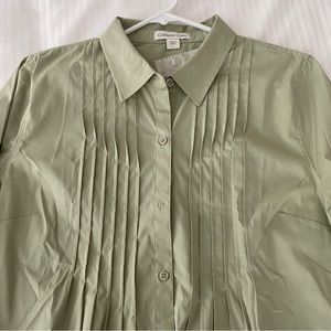 Coldwater Creek Pintuck Blouse Size L. Sage Green